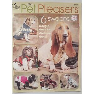 Annie's Attic Knit Pet Pleasers Dog sweaters 6 Sweaters Patterns  Leaflet M60